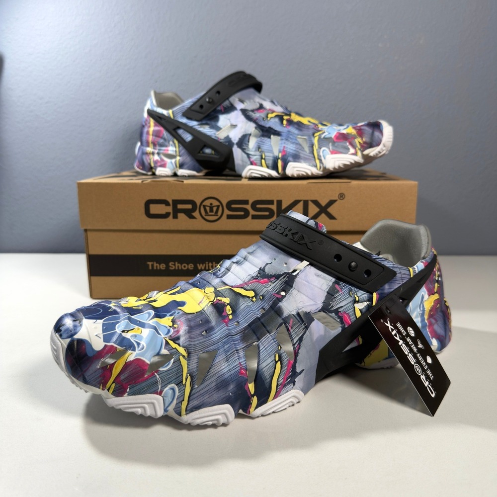 Crosskix Hybrid Shoes Mens Blue Graffiti New Water Every-Wear Clogs‎ Unisex 13
